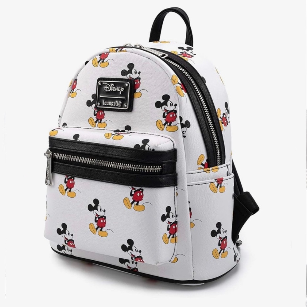 Loungefly Disney White Classic Mickey Mouse All Over Print Mini Backpack